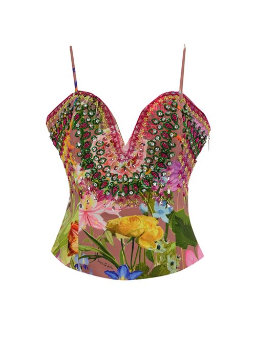 Top bustier LV1743 con stampa floreale e strass LOVE TO LOVE by Gai Mattiolo | LV1743PHARD